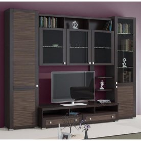 Стенка для гостиной Фиджи (комплектация 29) венге цаво / каналы дуба