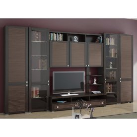 Стенка для гостиной Фиджи (комплектация 5) венге цаво / каналы дуба