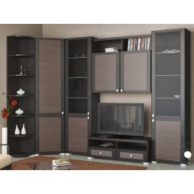 Стенка для гостиной Фиджи (комплектация 7) венге цаво / каналы дуба