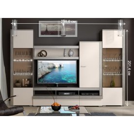 Стенка для гостиной Эйва (комплектация 1) фон бежевый / дуб верцаска