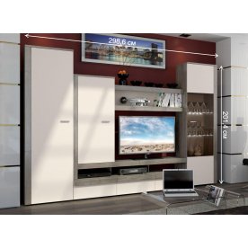 Стенка для гостиной Эйва (комплектация 2) фон бежевый / дуб верцаска