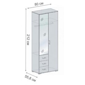 Шкаф двухдверный Рошель ШК-812 с ящиками