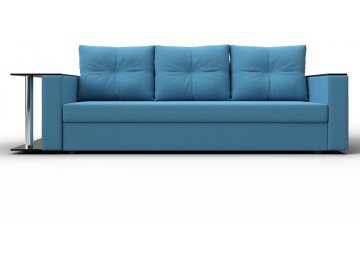 Диван-кровать Дельта-Прайм со столом слева прямой амур 10 голубая / рогожка