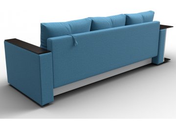 Диван-кровать Дельта-Прайм со столом слева прямой амур 10 голубая / рогожка