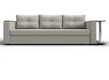 Диван-кровать Дельта-Прайм со столом справа прямой амур 02 бежевая / рогожка