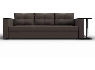 Диван-кровать Дельта-Прайм со столом справа прямой амур 05 коричневая / рогожка