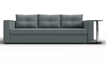 Диван-кровать Дельта-Прайм со столом справа прямой амур 07 серая / рогожка