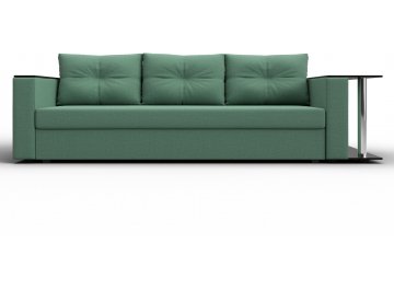 Диван-кровать Дельта-Прайм со столом справа прямой амур 11 зеленая / рогожка