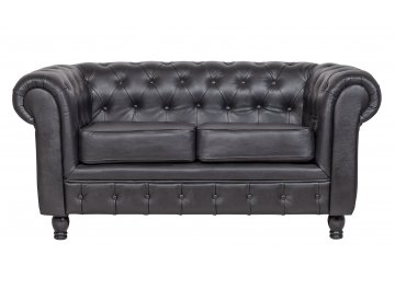 Диван из черной кожи Chesterfield Black Leather 2S