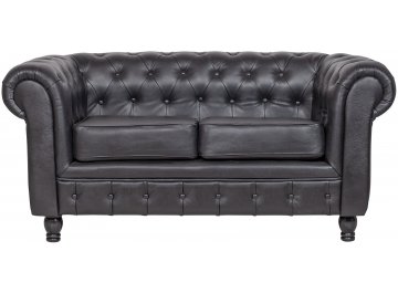 Диван из черной кожи Chesterfield Black Leather 2S