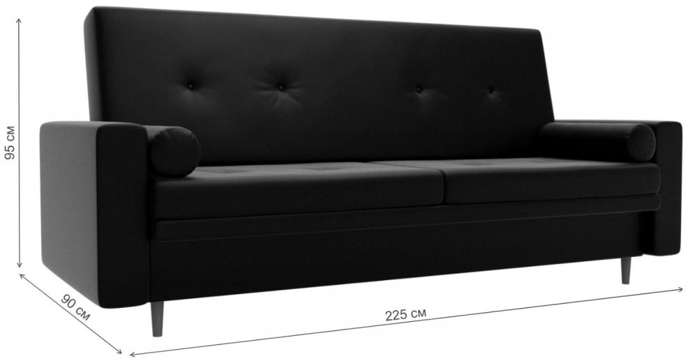 Диван прямой книжка Белфаст эко кожа черный