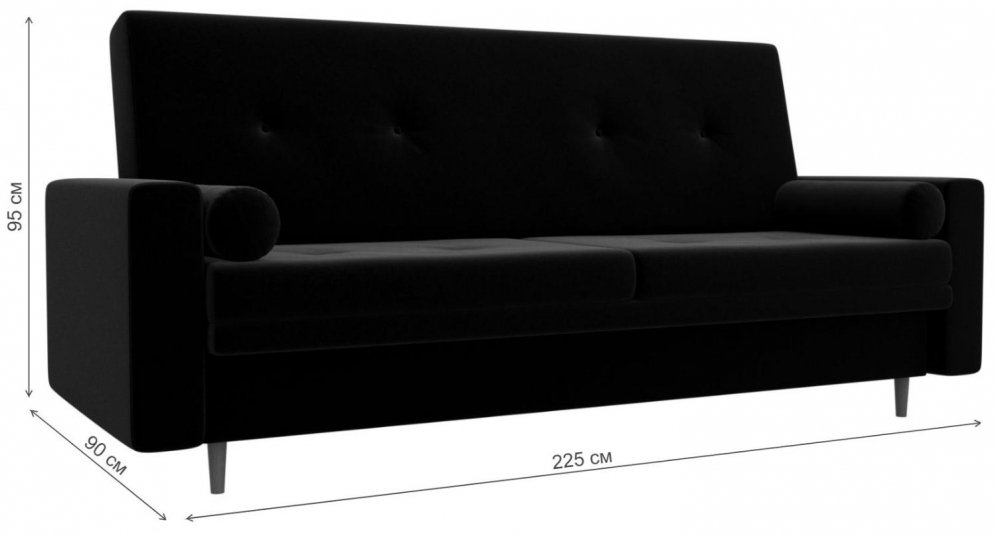 Диван прямой книжка Белфаст микровельвет черный