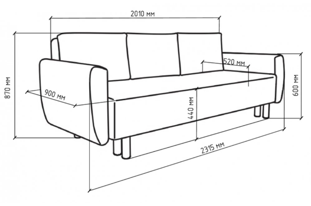Диван Тулисия пастельно-голубая рогожка
