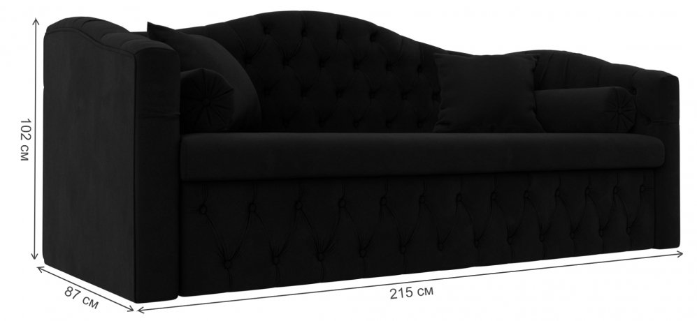 Диван Мечта черный микровельвет