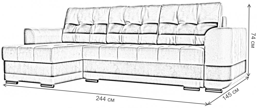 Диван Эльба-Прайм левый желтый / коричневый микровельвет