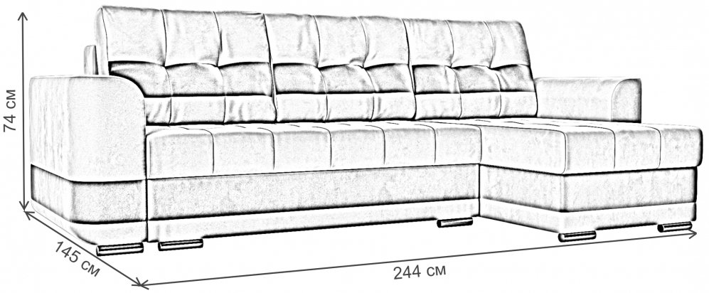 Диван Эльба-Прайм правый белая / черная экокожа