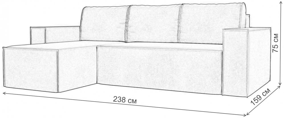 Диван угловой Куба левый велюр серый