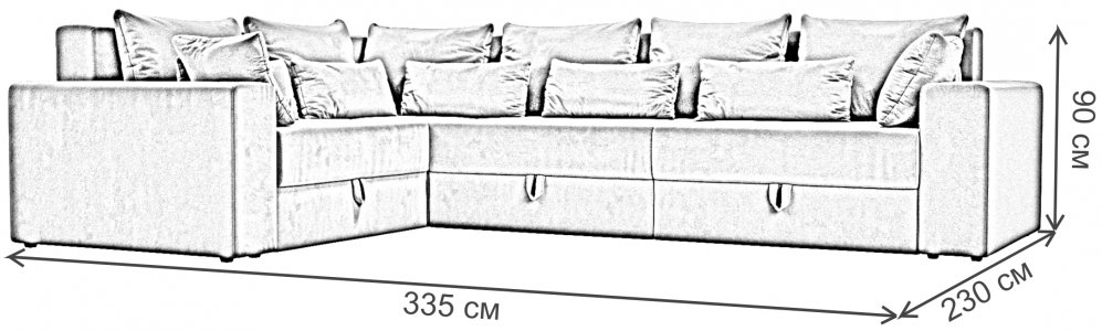 Диван Мэдисон Long левый серая / коричневая рогожка