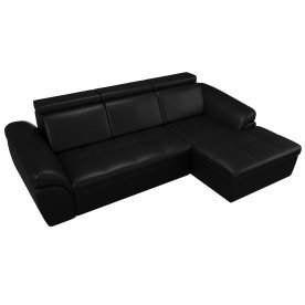 Диван угловой Мисандра правый эко кожа черный