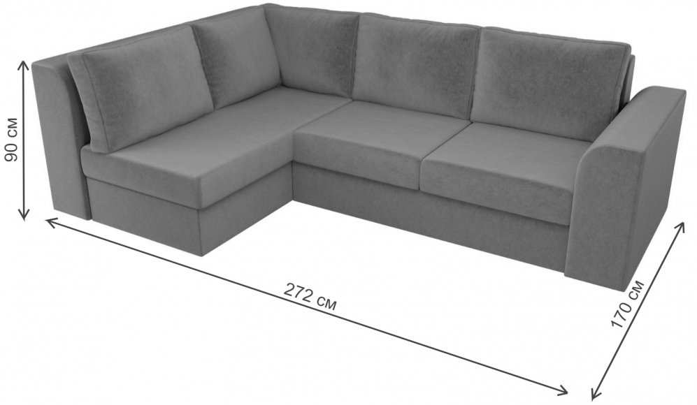 Диван угловой Пауэр левый черный микровельвет