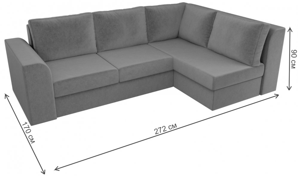 Диван угловой Пауэр правый коричневый микровельвет