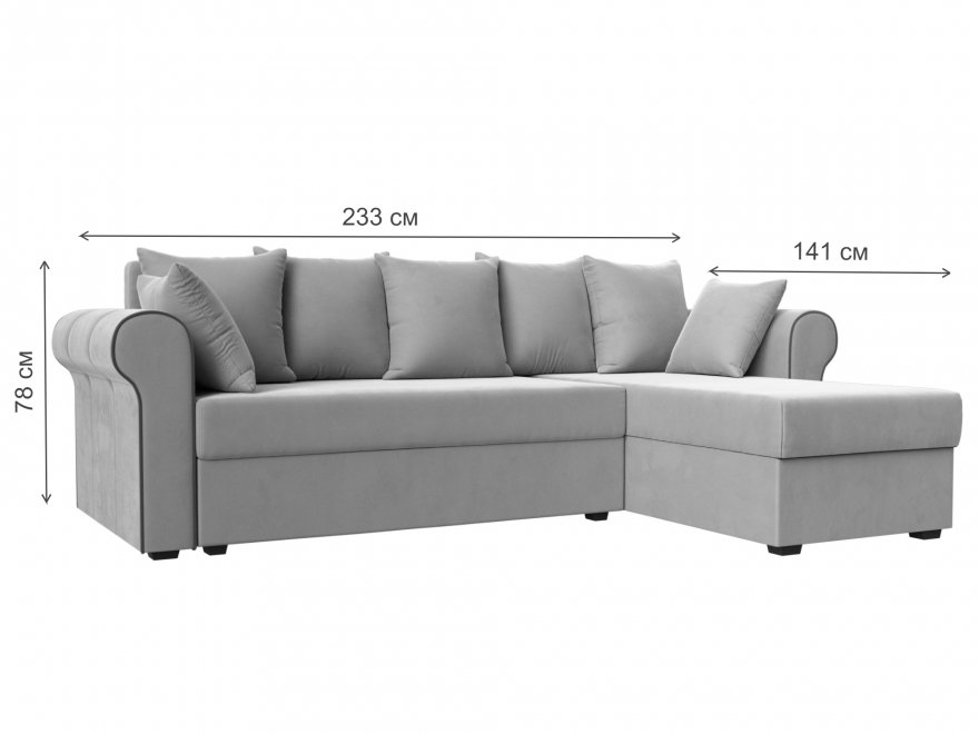 Диван угловой Прайм-Сити правый коричневый микровельвет