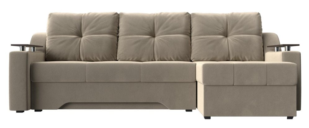 Диван угловой Сенатор микровельвет бежевый правый