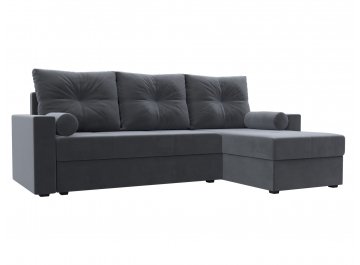 Диван угловой Индиго-Прайм Лайт серый велюр