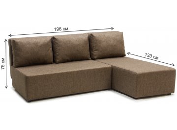Угловой диван Сеул правый рогожка коричневый