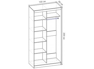 Шкаф-купе Риф 2 ШК.022.1000-28 вариант 3
