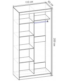 Шкаф-купе Риф 2 ШК.022.1100-28 вариант 3