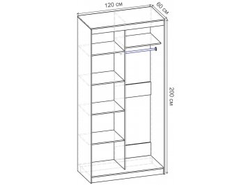 Шкаф-купе Риф 2 ШК.022.1200-28 вариант 3