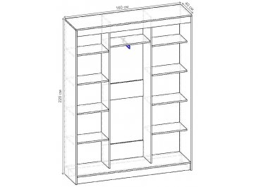 Трехдверный шкаф-купе Стандарт Комбо 3.1 ШК.008.1600-19 ясень шимо темный / ясень шимо светлый / шампань матовая