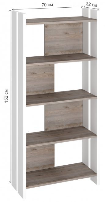 Стеллаж 152 см белый / нельсон