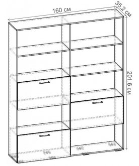 Книжный шкаф Бриз-8.01 СТ.131.1600-01 дуб сонома