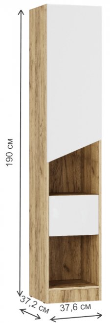 Стеллаж Гудвин левый крафт / белый