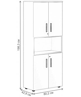 Офисный стеллаж Forta FHC 80.4Z черный графит