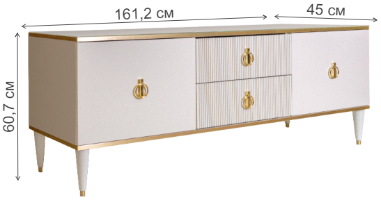 ТВ-тумба Rimini Solo РМТ-3S слоновая кость / золото