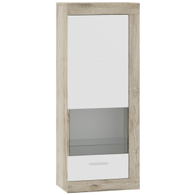 Витрина навесная Литиум дуб серый крафт / белый глянец