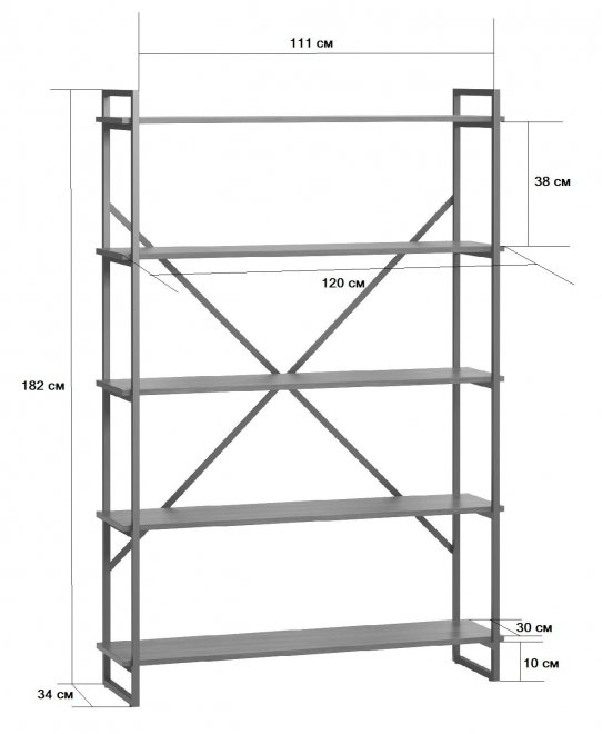 Стеллаж Бервин 5 натуральный / белый