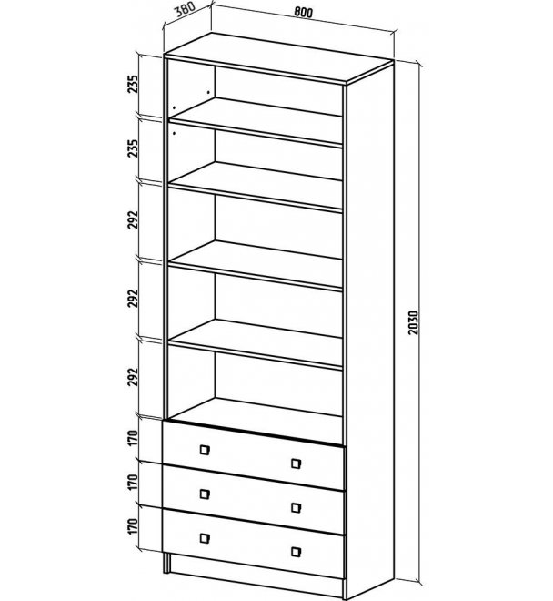 Стеллаж Бостон-8 дуб молочный