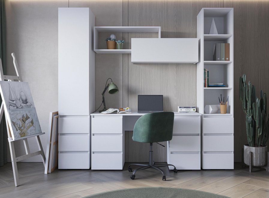 Комплект для кабинета Элла комплектация 2 белый / белый