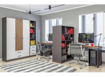 Комплект для кабинета Мальма графит / белый матовый / дуб стирлинг комплектация 1