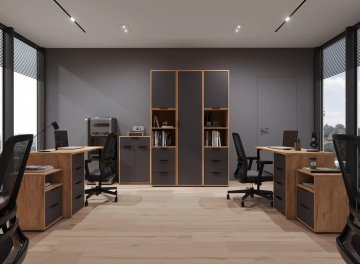 Комплект для кабинета Оптима ОП-113 дуб крафт золотой / графит комплектация 5