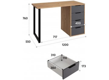 Комплект для кабинета Оптима ОП-115 дуб крафт золотой / графит комплектация 7