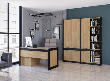 Комплект для кабинета Стенли дуб прованс / черный комплектация 1