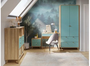 Комплект для кабинета Велламо ВО-106 блэквуд ячменный / морская волна комплектация 1