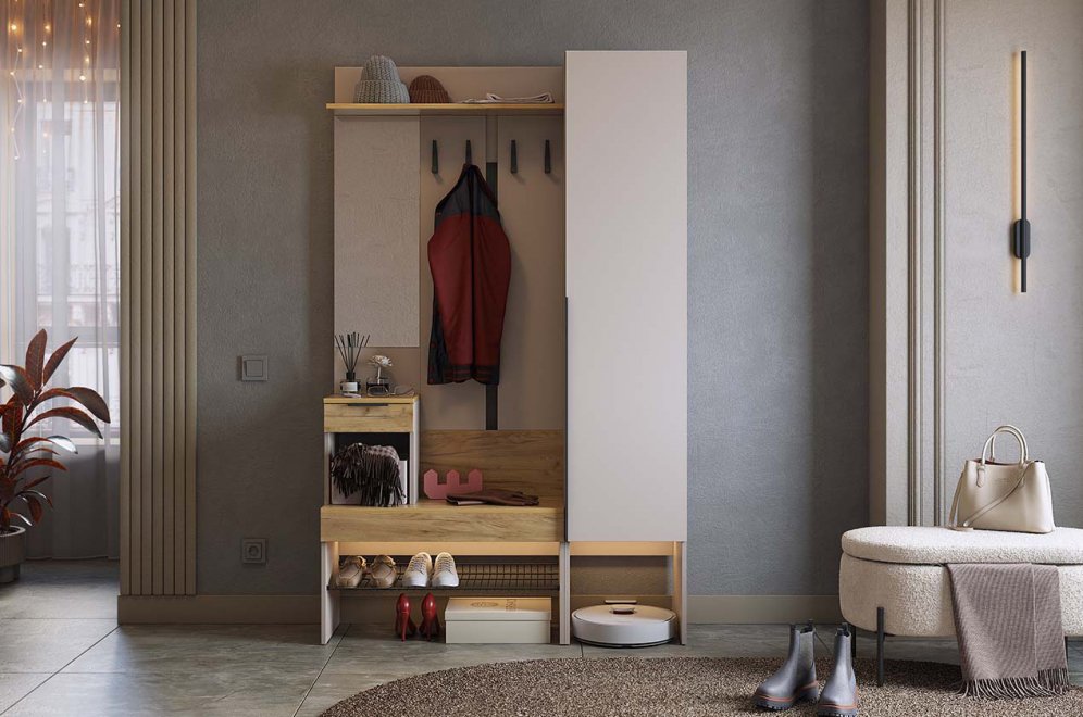 Модульная прихожая Баско К3 кашемир / дуб крафт золотой комплектация 3