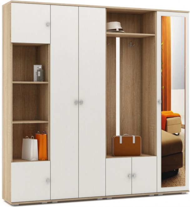 Модульная прихожая Тунис-5 дуб сонома / белый