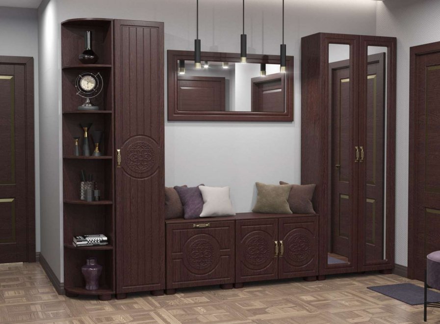 Модульная прихожая Монблан венге / орех шоколадный комплектация 1